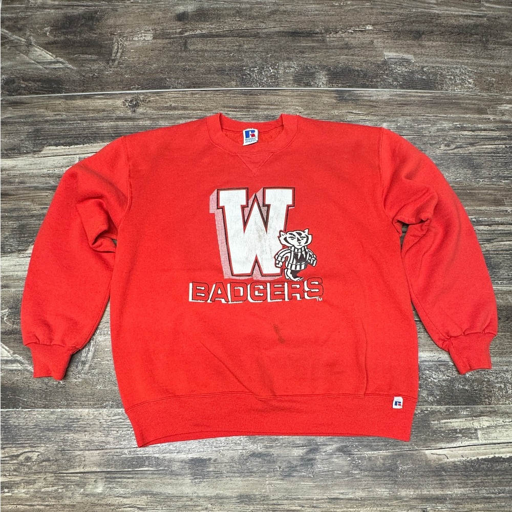 Vintage Russell Athletic Wisconsin Badgers Crewneck USA 90s Sweatshirt Large